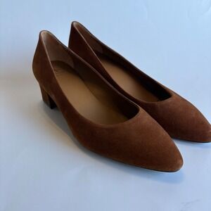 Aquatalia Women's 9 Pasha Suede Pumps‎ Waterproof Heel Brown Made in Italy 1.8"